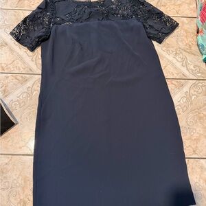 Ann Taylor Navy Long Sleeve Lace Dress